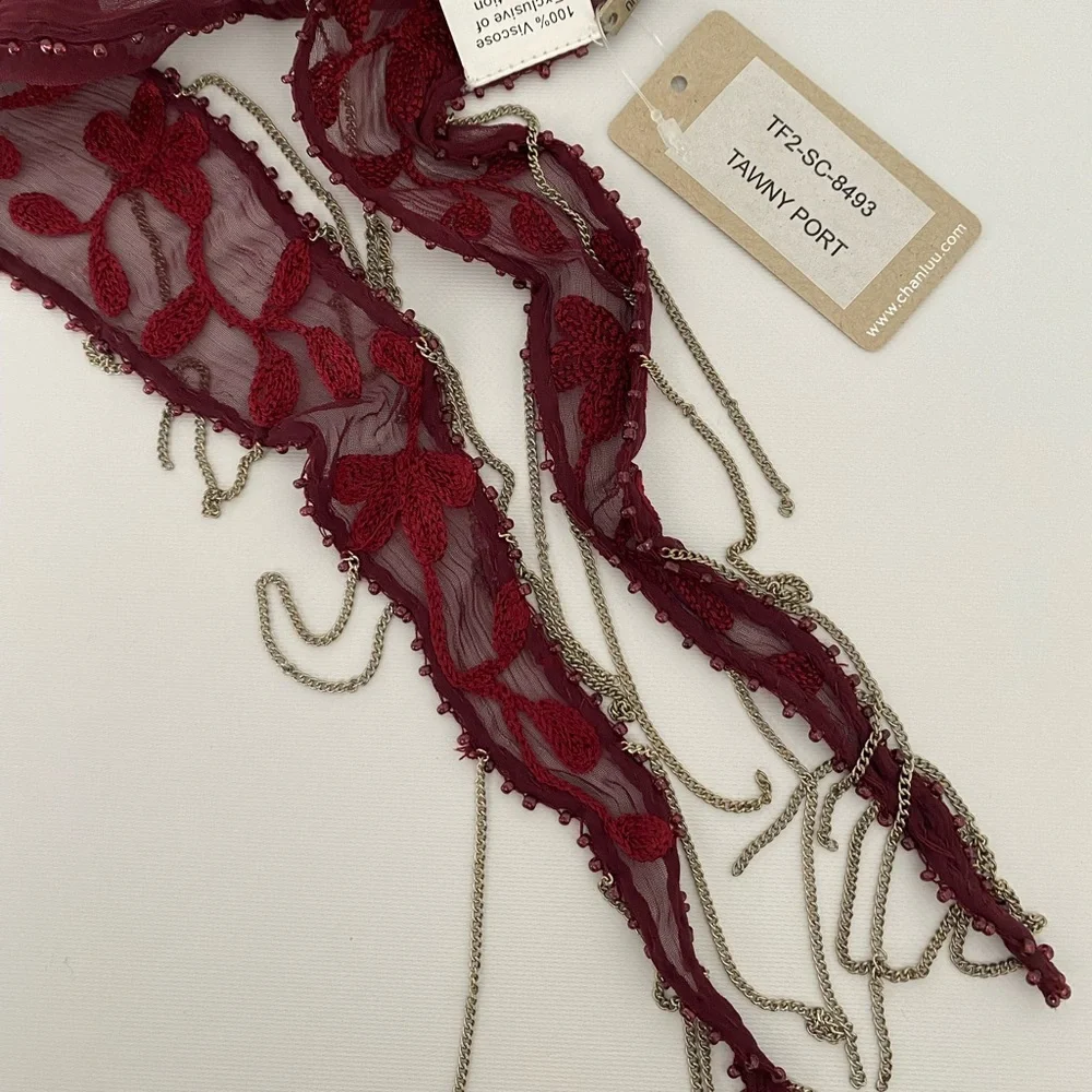 Chan Luu Tawny Port Skinny Scarf